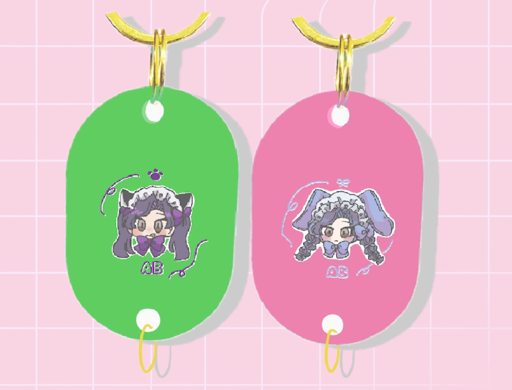 タグ風アクキー（ネコメイド）