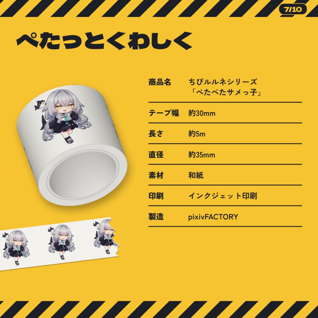 【発売記念価格〜10/17】【VRChat】ちびルルネ マスキングテープ | ぺたぺたサメっ子