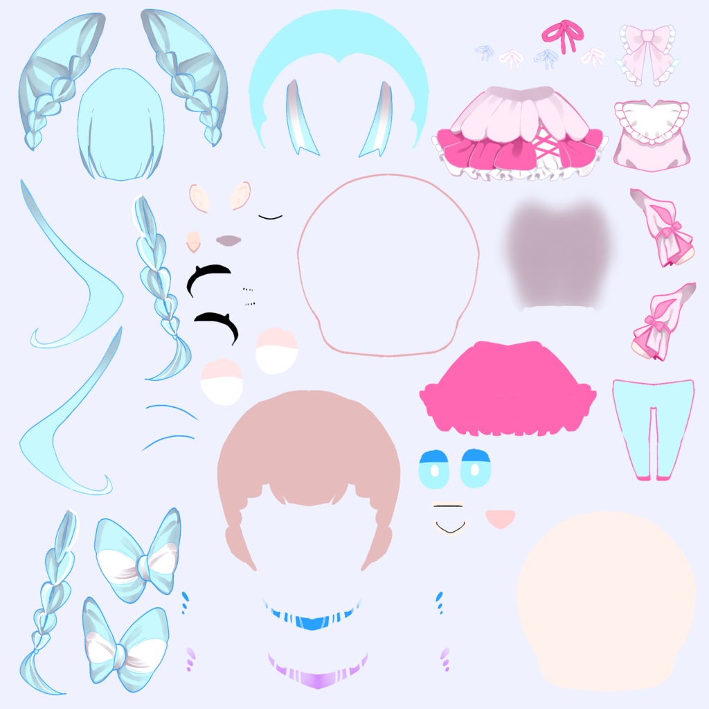 リボン風 デフォルメ【パーツ分け済psd】