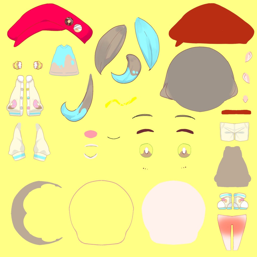 【パーツ分け済psdデータ】ドーナツ風 デフォルメ