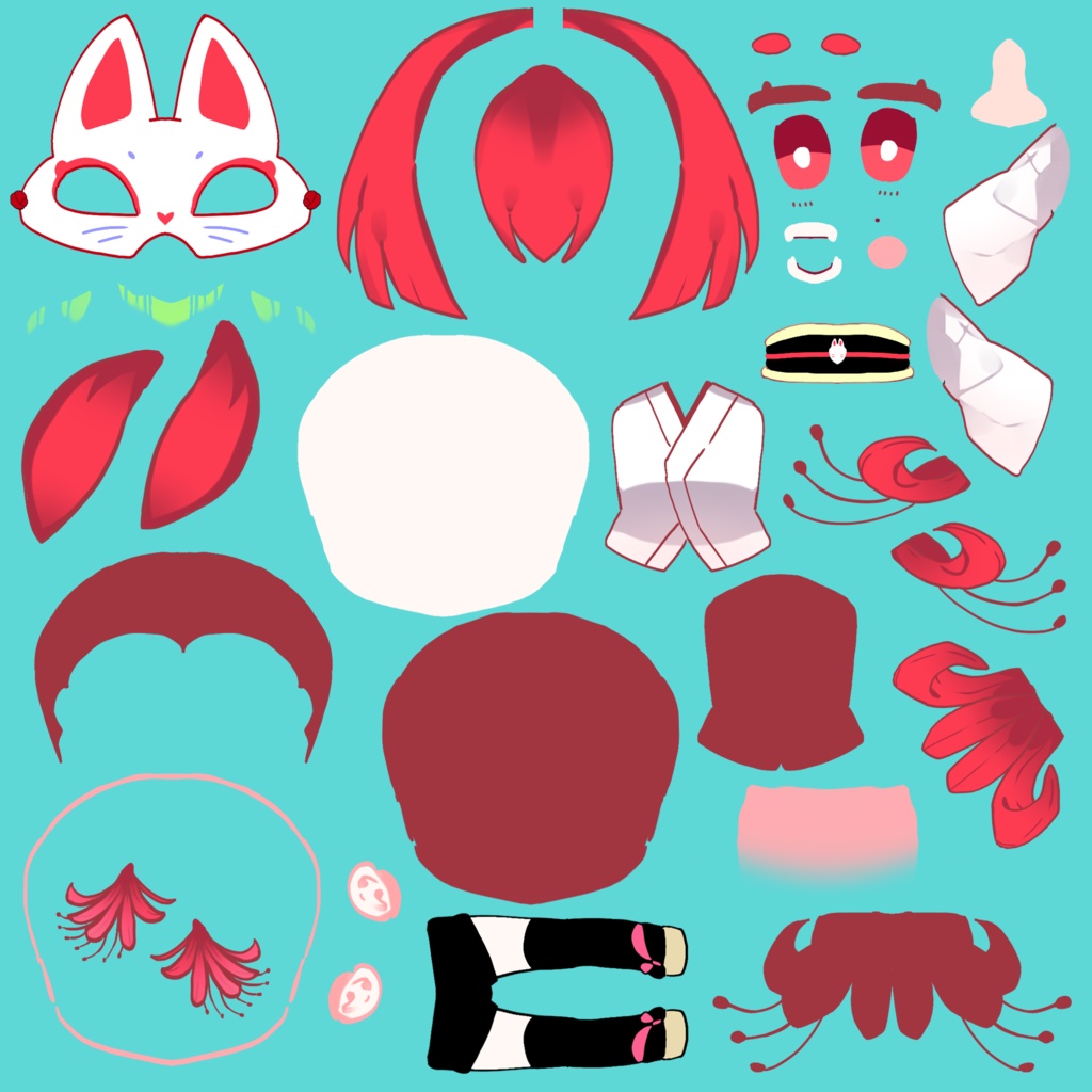 【パーツ分け済psd】彼岸花な子 デフォルメ