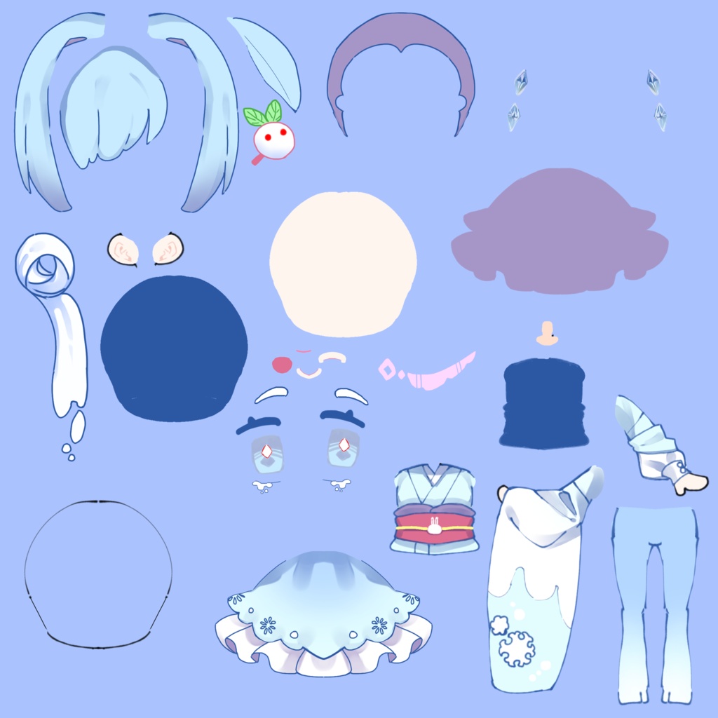 雪イメージの子 デフォルメ系【パーツ分け済psd】