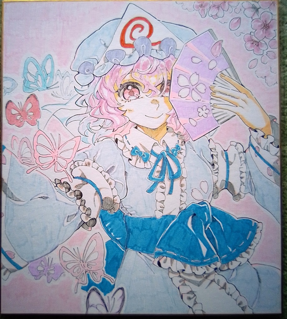 【東方project】手描き色紙 西行寺幽々子