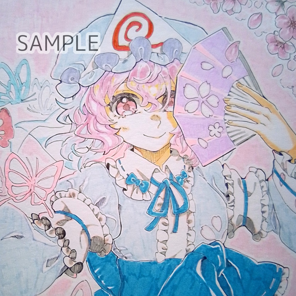 【東方project】手描き色紙　西行寺幽々子