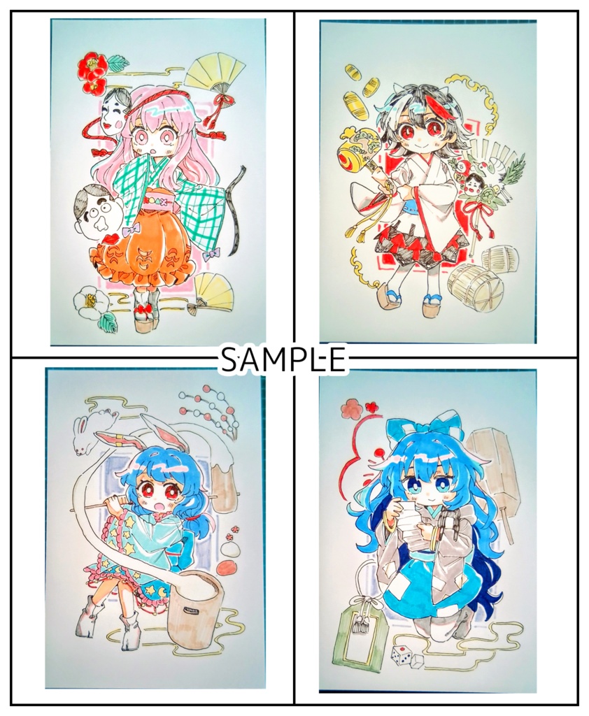 【東方project】手描きイラスト 11名 正月風