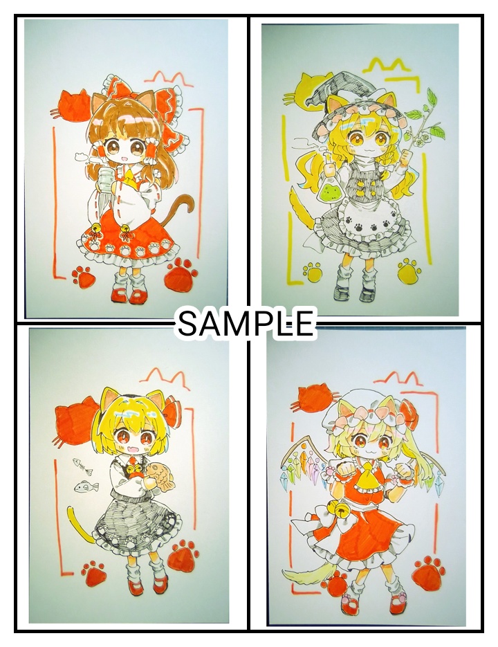 【東方project】手描きイラスト 8名 猫風
