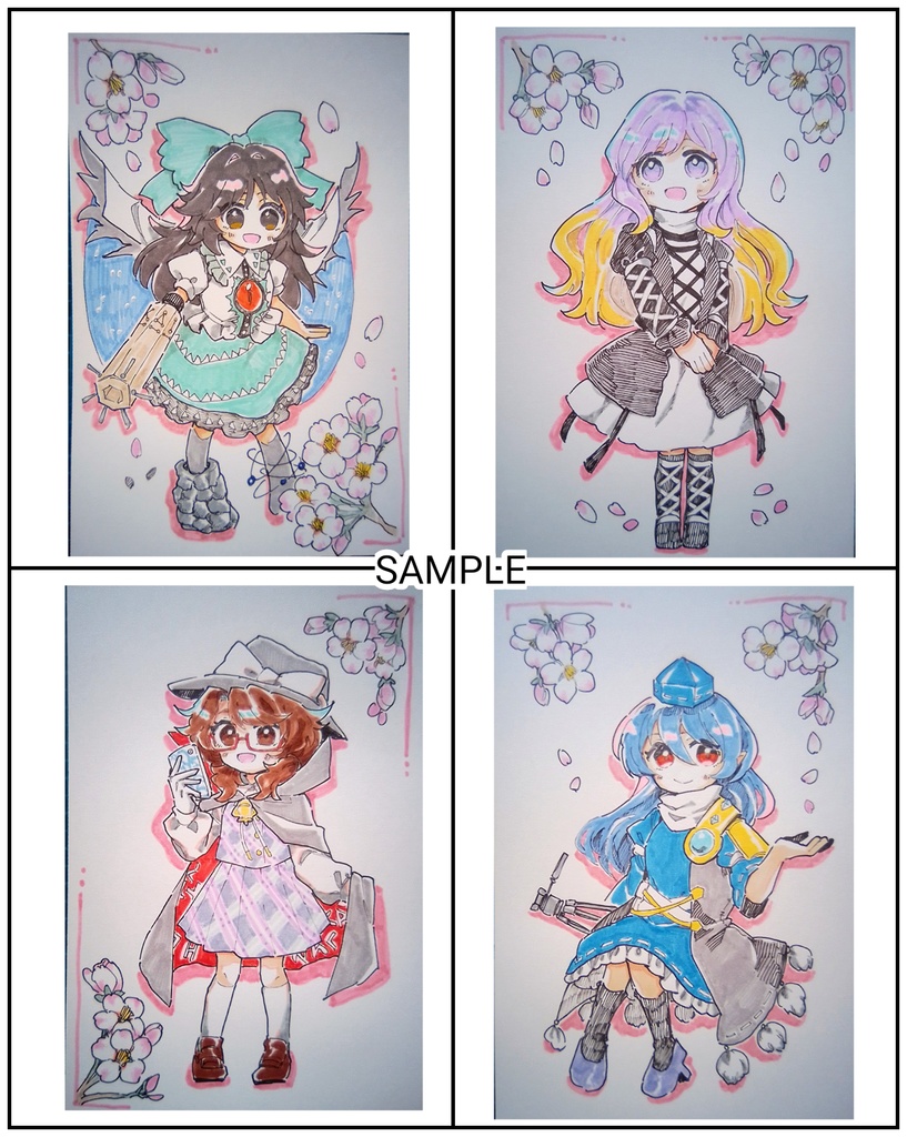 【東方project】【ゆうゆうBOOTHパック】手描きイラスト 8名 with桜