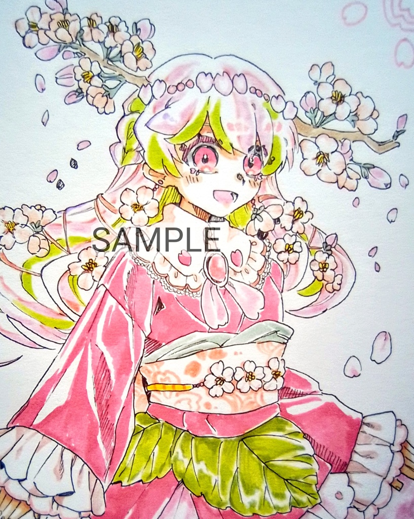 【オリジナル】【ゆうゆうBOOTHパック】手描きイラスト 桜の子