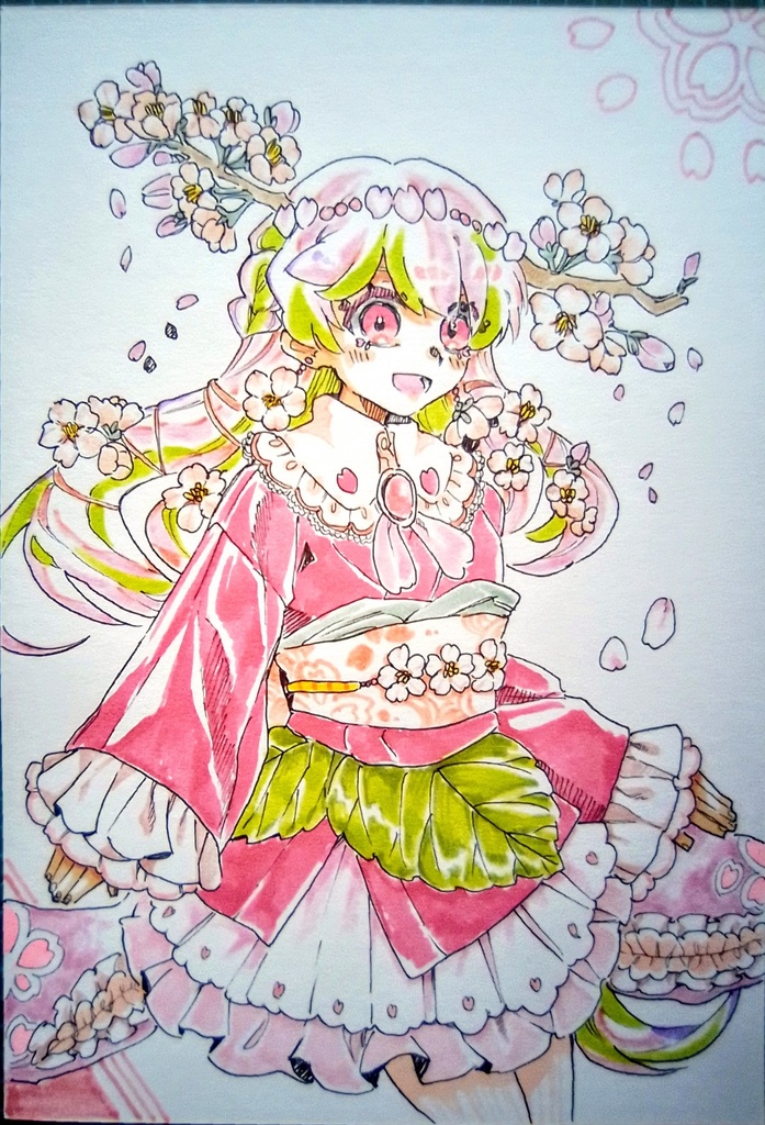 【オリジナル】【ゆうゆうBOOTHパック】手描きイラスト 桜の子