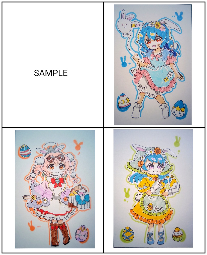【東方project】【ゆうゆうBOOTHパック】手描きイラスト 9名 イースター風