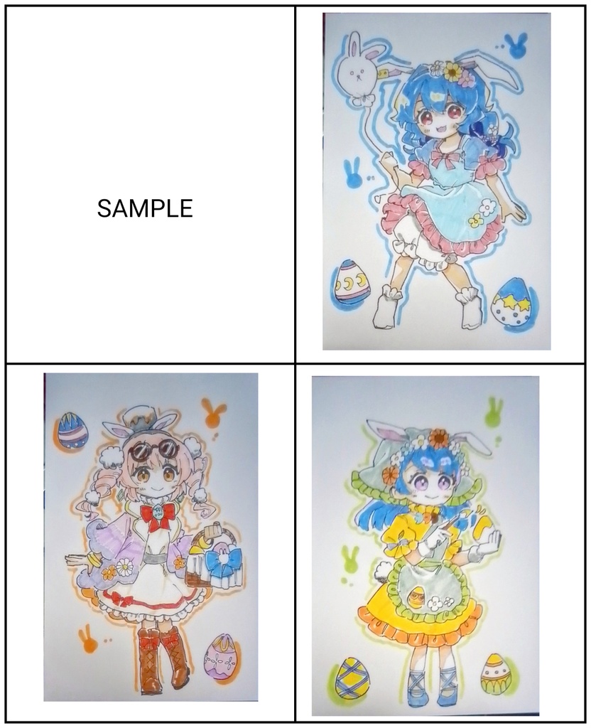 【東方project】【ゆうゆうBOOTHパック】手描きイラスト 9名 イースター風