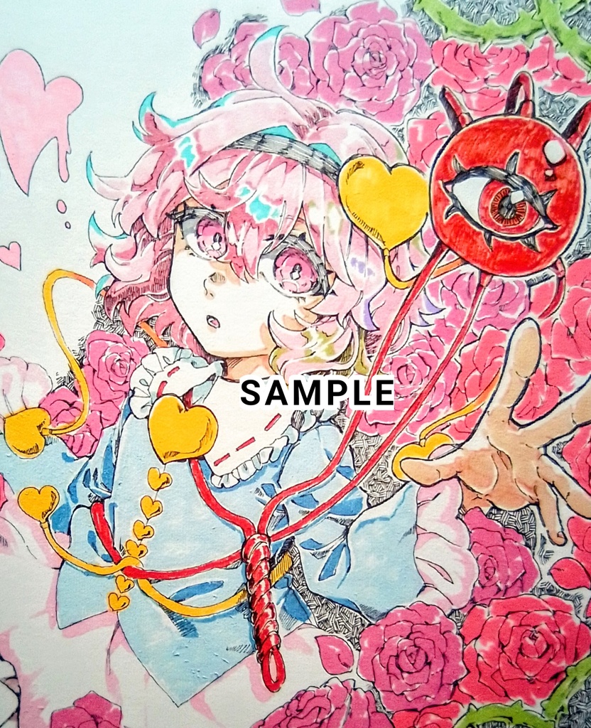 【東方project】【ゆうゆうBOOTHパック】手描き色紙　古明地さとり