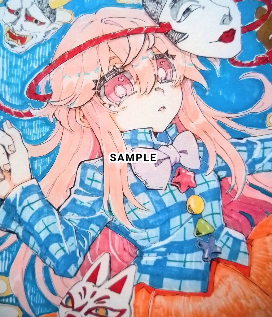 【東方project】手描き色紙イラスト 秦こころ【ゆうゆうBOOTHパック】　