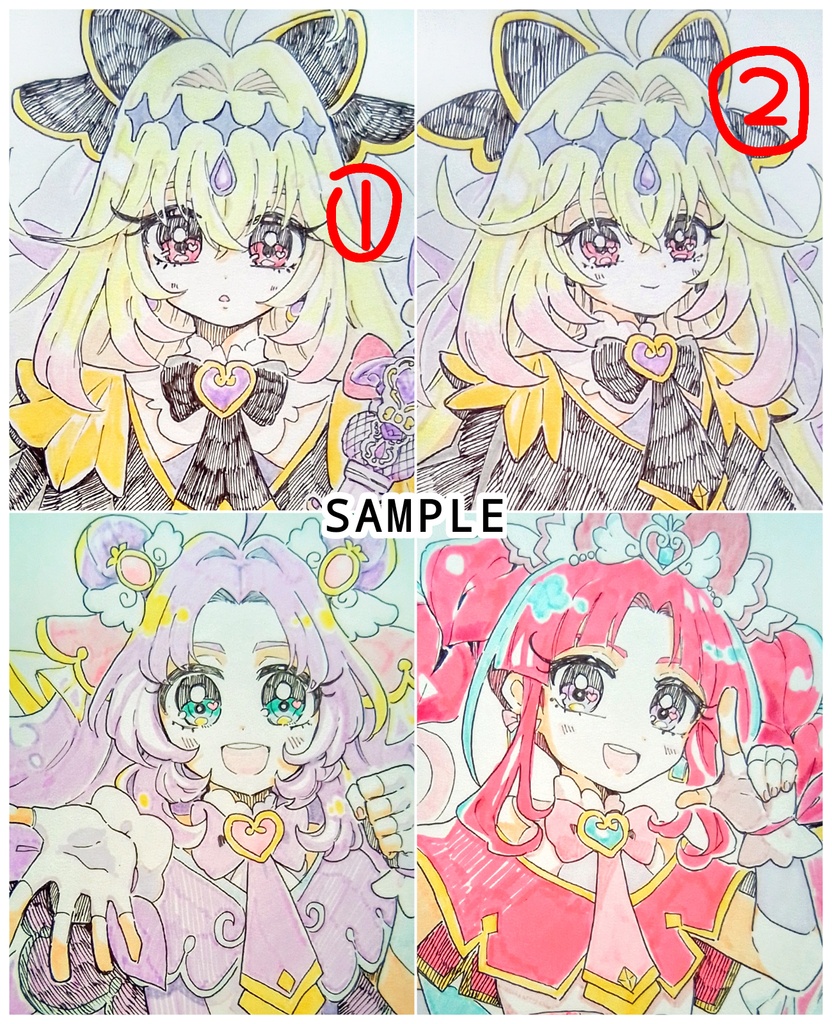 【名探偵プリキュア！】手描きイラスト 3名