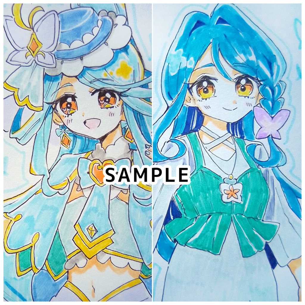 【名探偵プリキュア！】キュアエクレール＆帆羽くれあ 手描きイラストセット