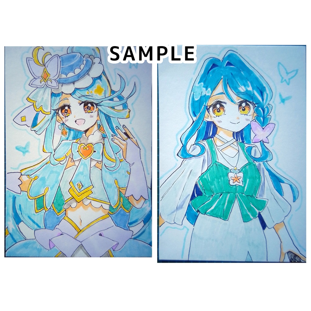 【名探偵プリキュア!】キュアエクレール&帆羽くれあ 手描きイラストセット