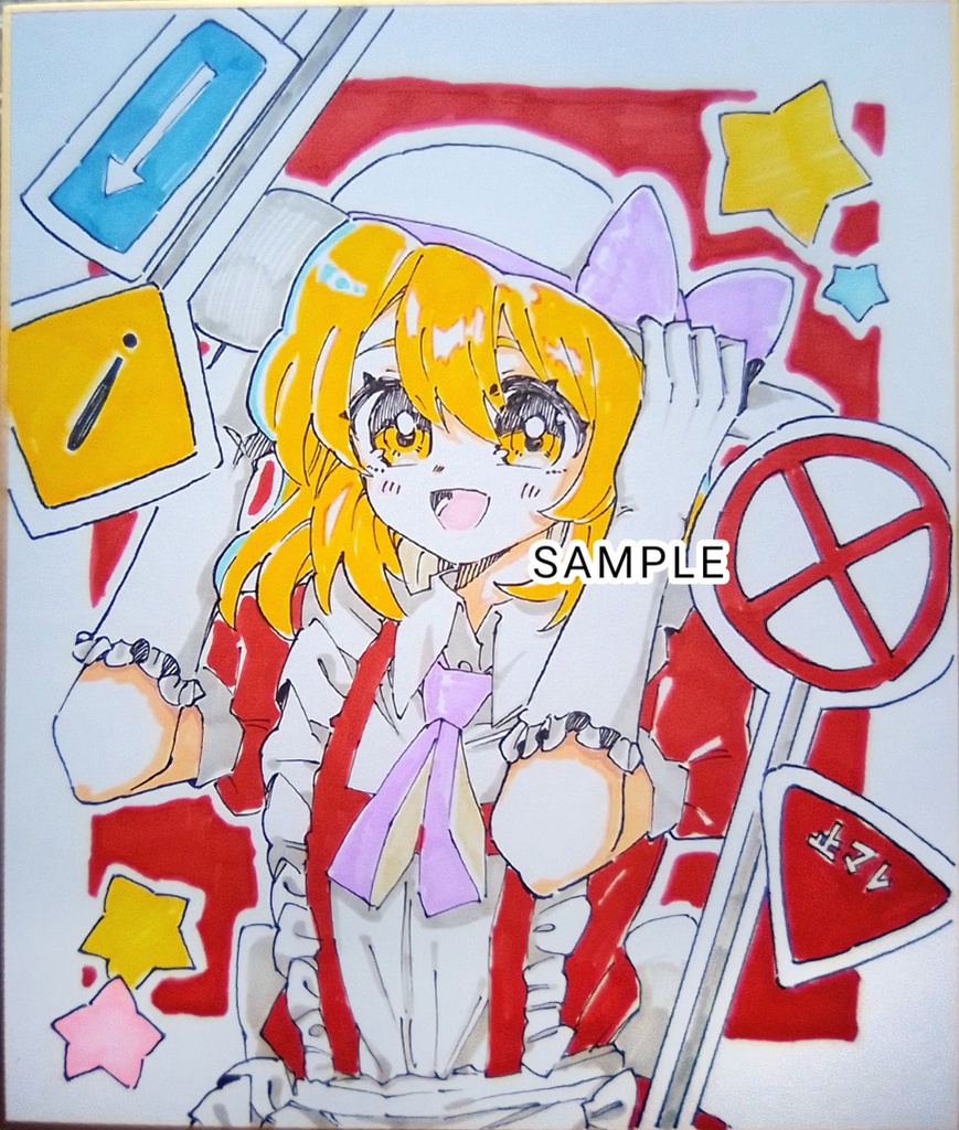 【東方project 旧作】カナ・アナベラル 2pカラー 手描き色紙
