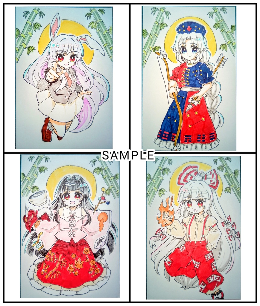 【東方project】手描きイラスト 8名 永夜抄