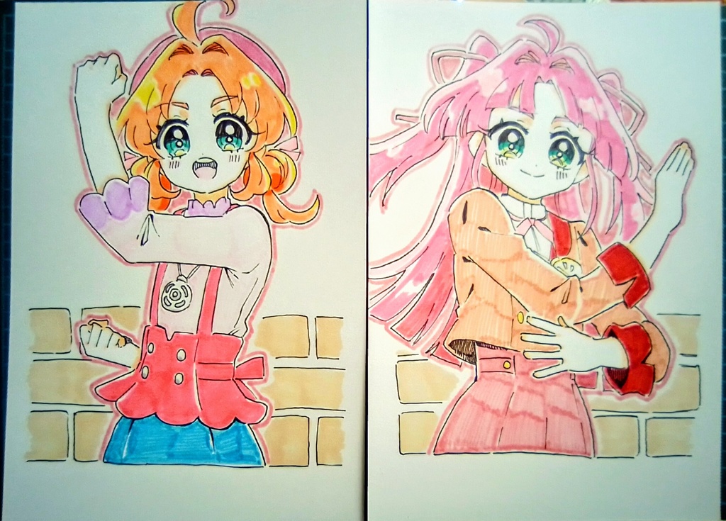 【名探偵プリキュア!】明智あんな&小林みくる 手描きイラスト