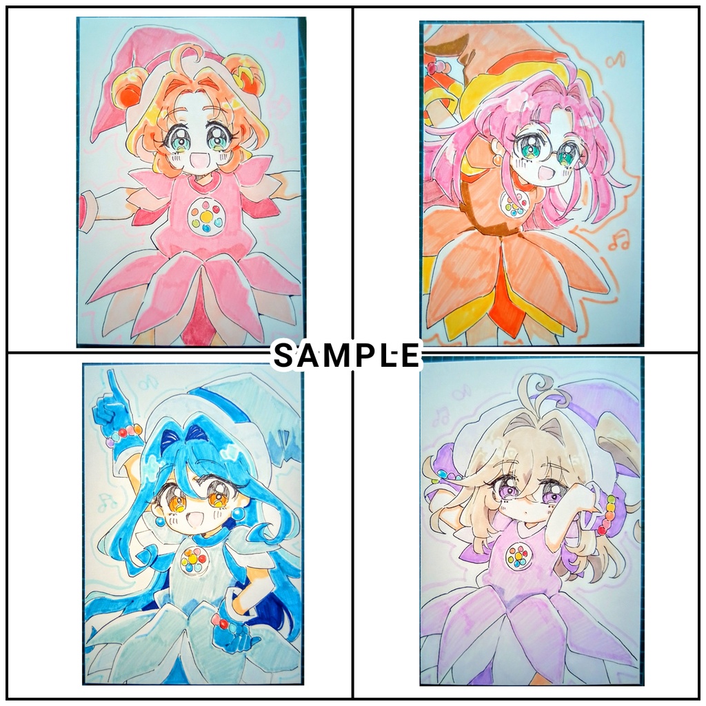 【名探偵プリキュア!】手描きイラスト 4名
