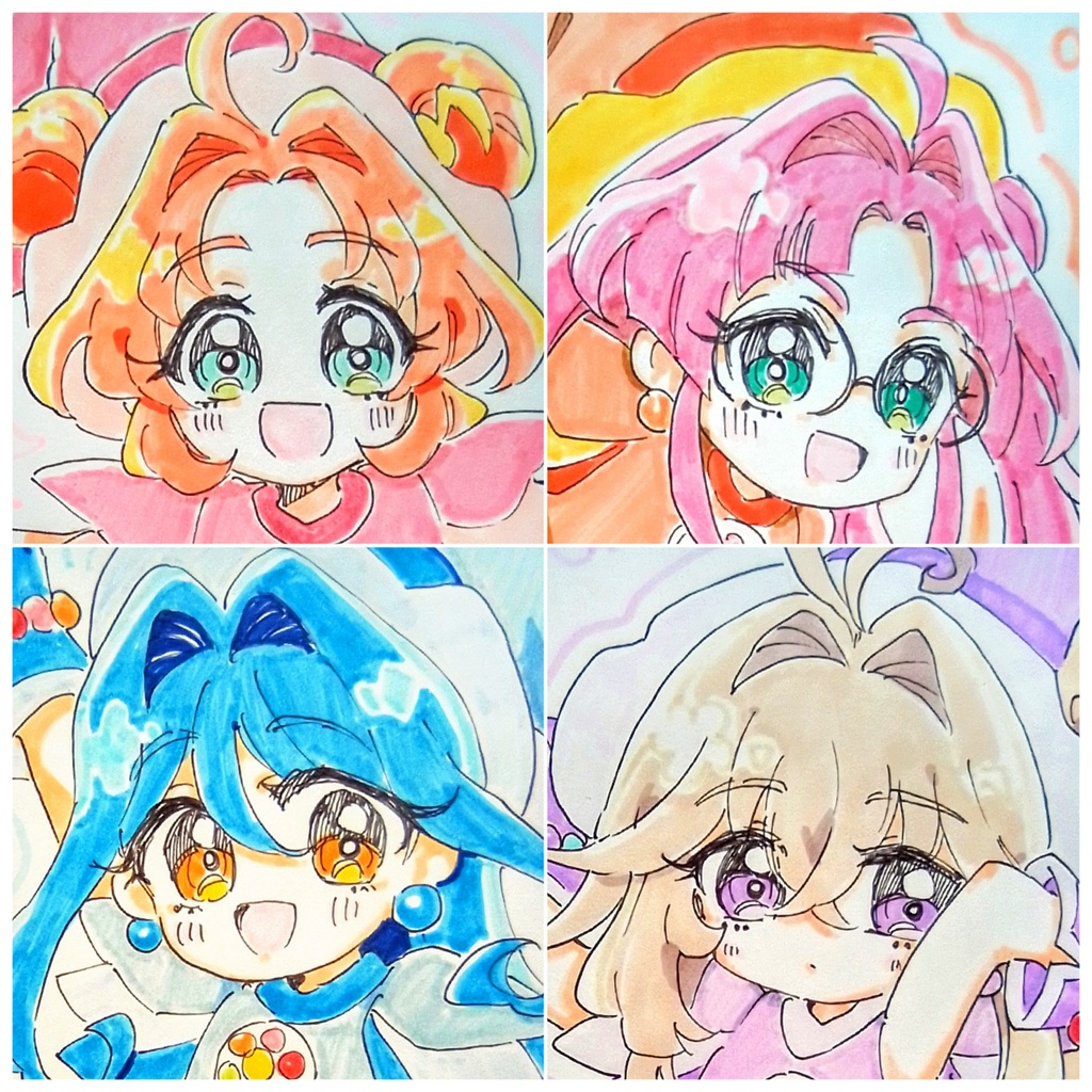 【名探偵プリキュア！】手描きイラスト 4名