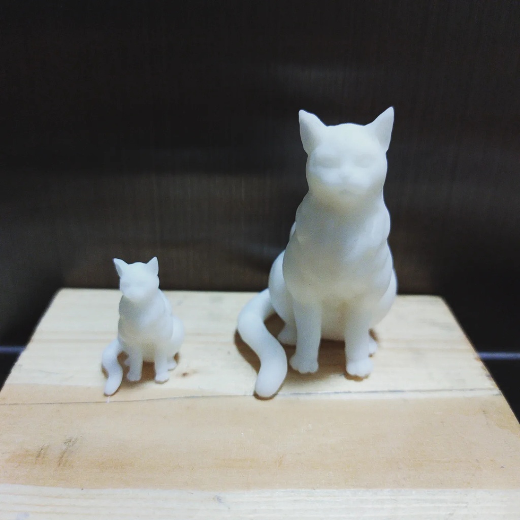 『sitting cat』猫ミニチュアフィギュア(未塗装) 全2サイズ