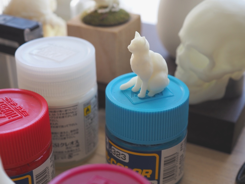 『sitting cat』猫ミニチュアフィギュア(未塗装) 全2サイズ