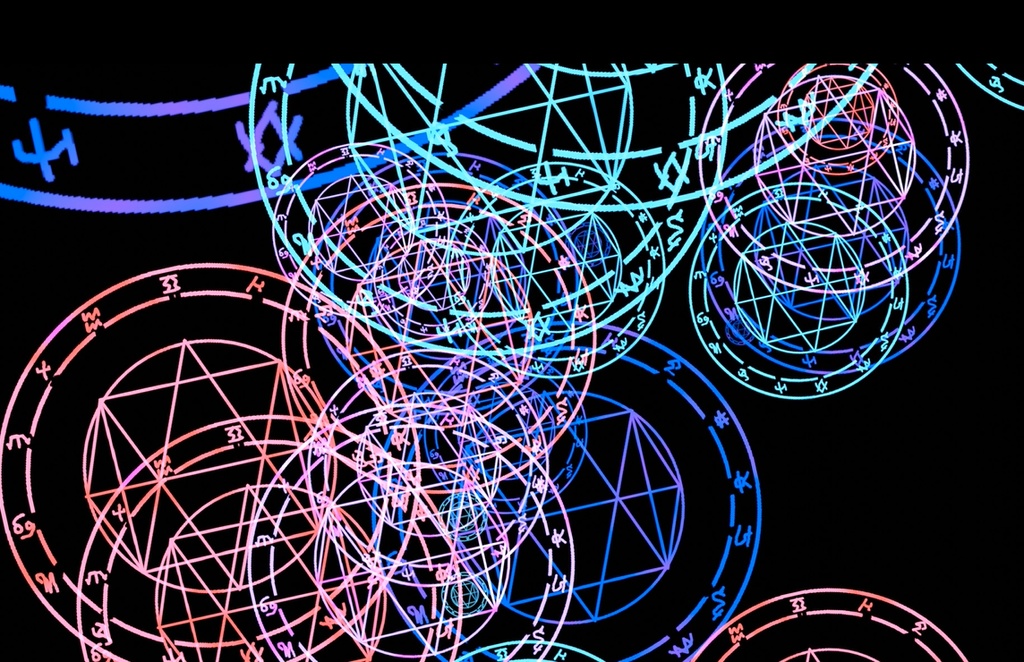 エフェクト素材・4色魔法陣出現