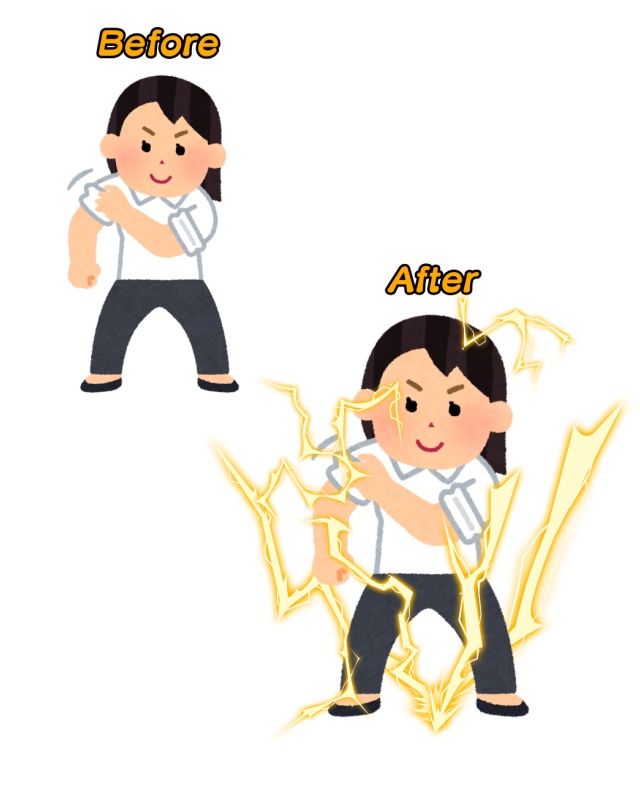 アニメ調の雷素材