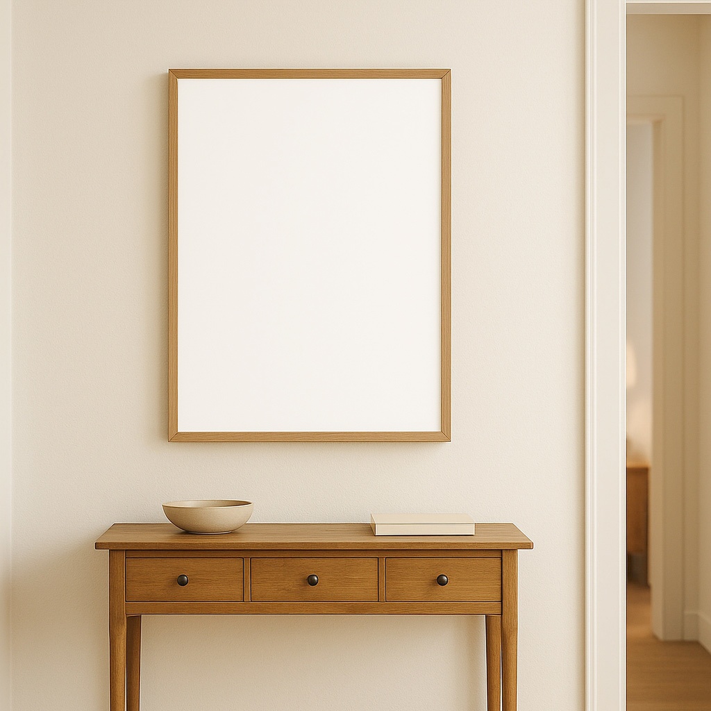 正方形ポスター用 モックアップ素材｜Japandiエントランス｜白紙フレーム