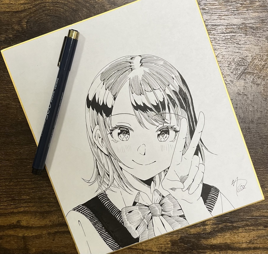 直筆イラスト色紙