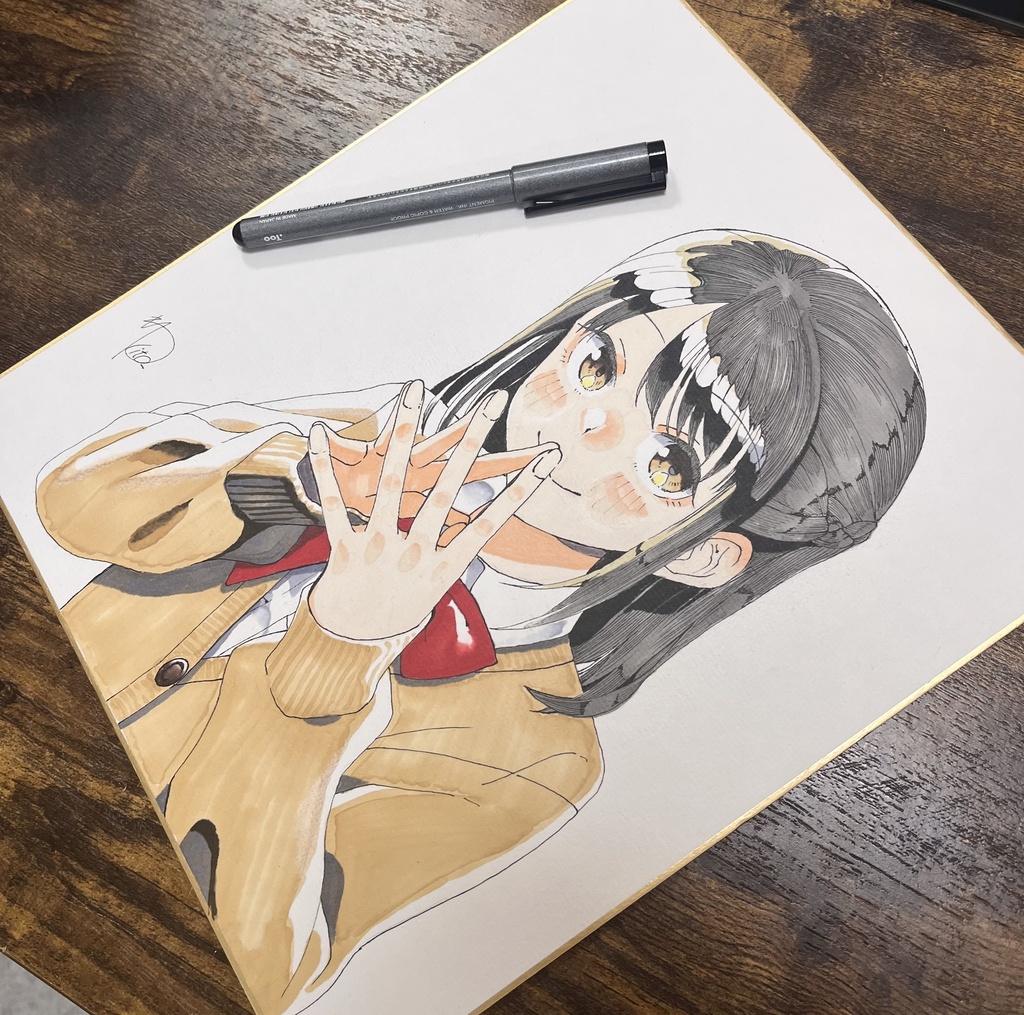 直筆カラーイラスト色紙(大)