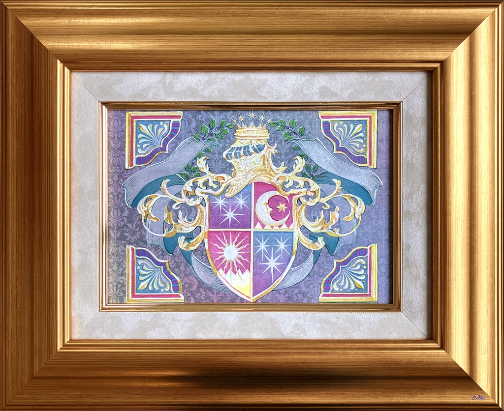 絹絵原画　盾の紋章