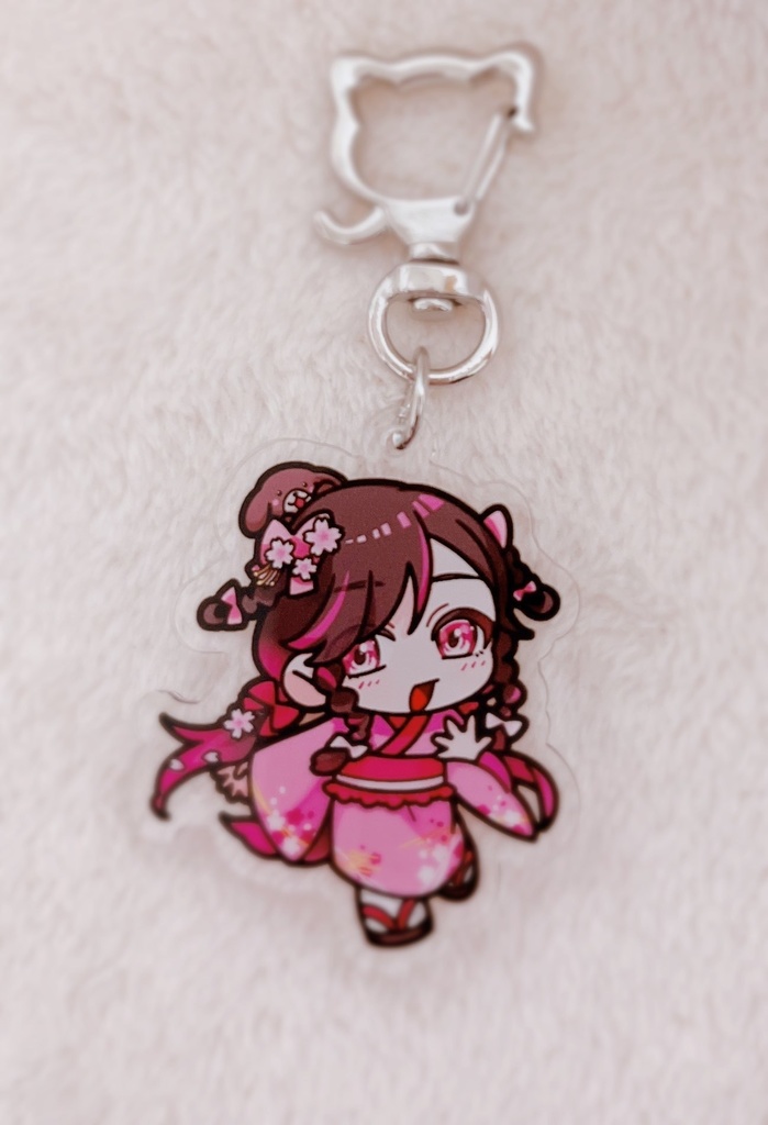 アクリルキーホルダー/ネコ型ナスカン【雛森さくら】（お正月コラボイラスト）