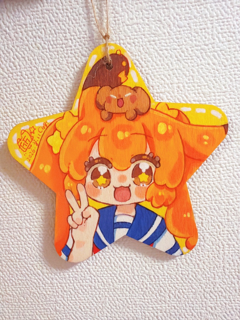 【C108】直筆サイン入り！木製星型アナログイラストボード