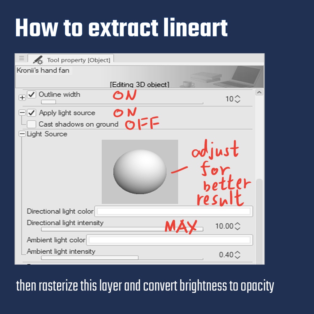 Kronii's hand fan (3D Material for Clip Studio Paint PRO/EX)