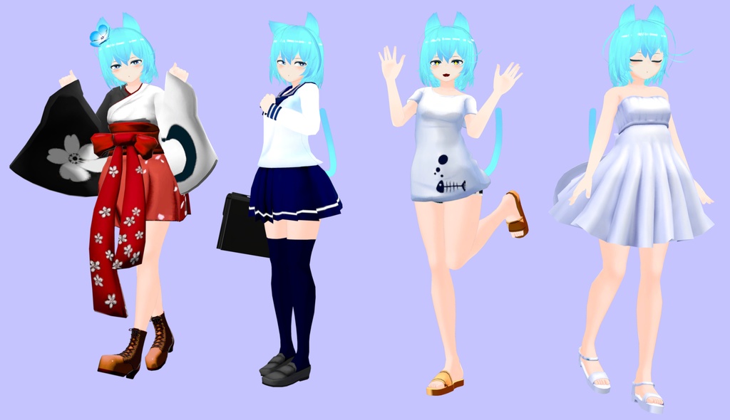 VRC想定3Dモデル「空葉瑠璃 -そらは るり-」