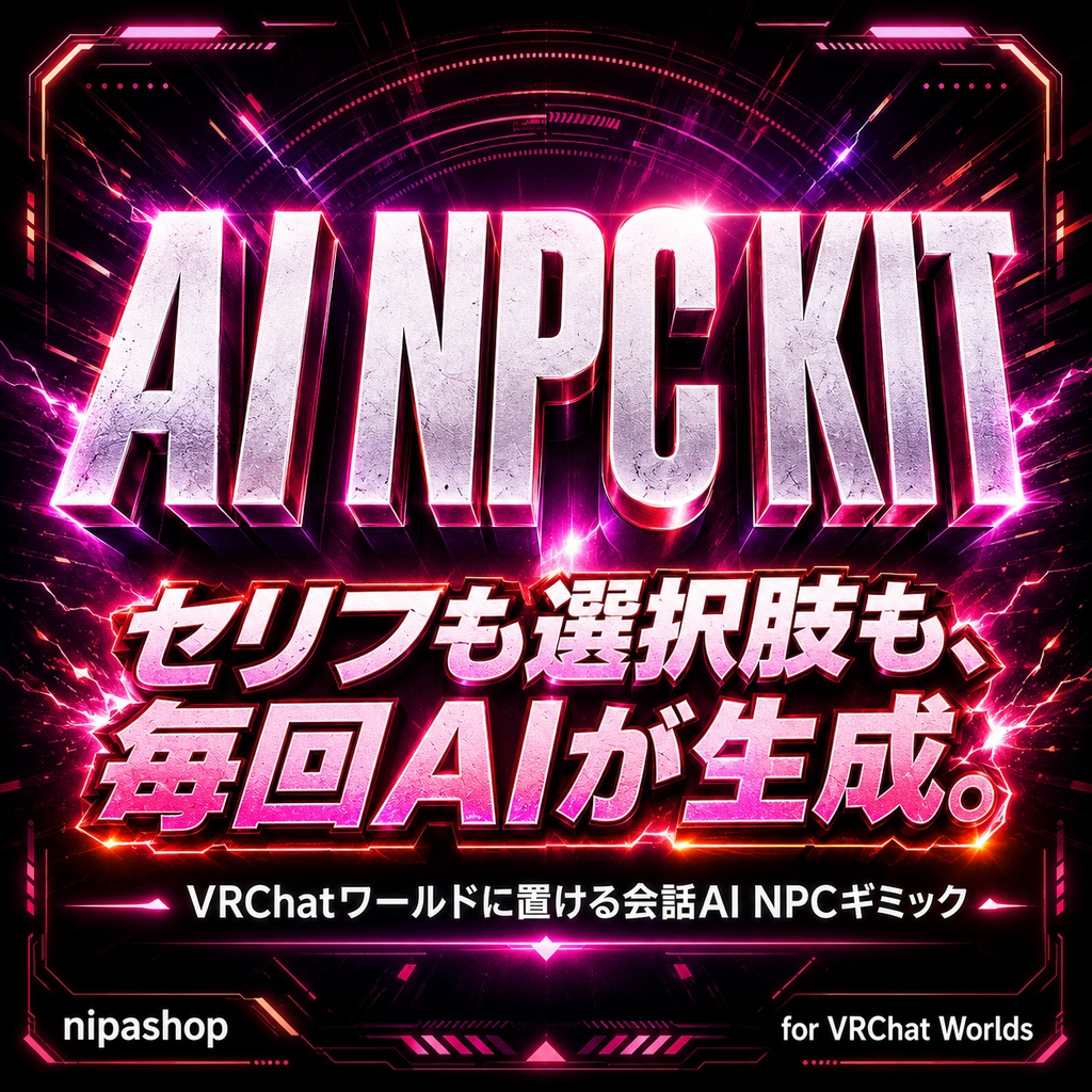 AI NPC Kit - 二度と同じ会話をしないワールド住人NPC【AI会話/選択肢式/Udonワールドギミック】