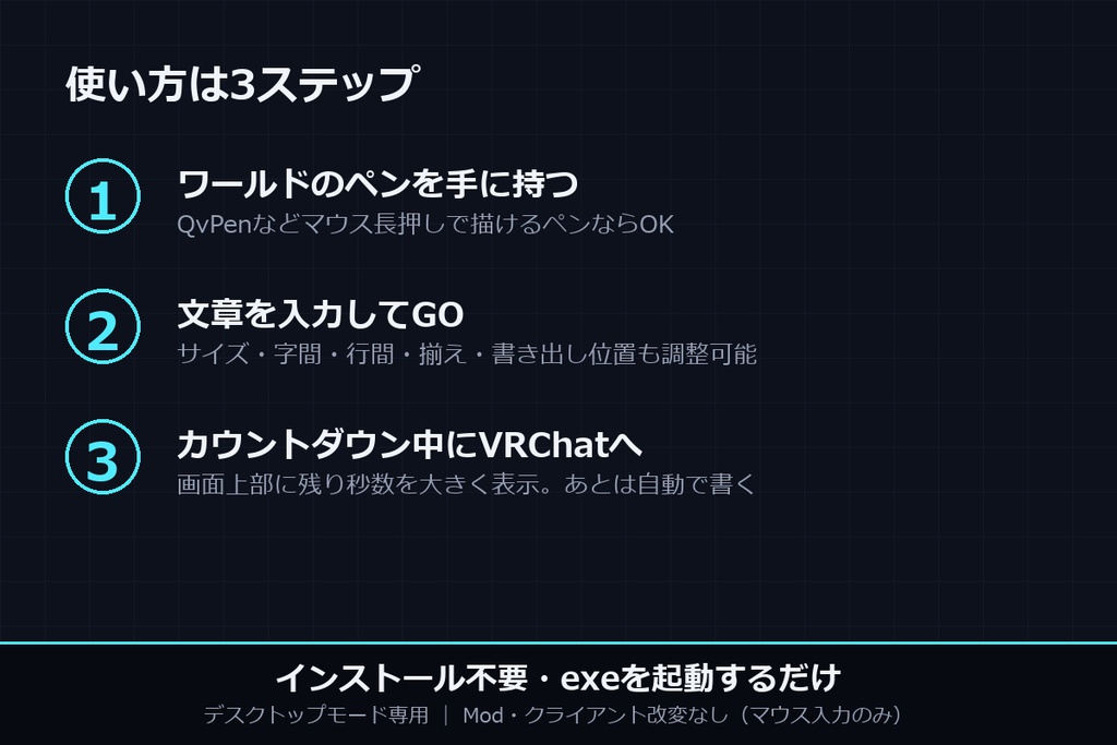 VRCペンライター - 文章を入力するとペンが勝手に書いてくれる【デスクトップ用/日本語書き順対応/明朝モード】
