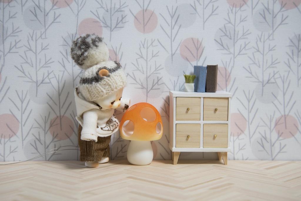 【B級品】きのこランプ（オレンジ）/Cocoriang/オビツ11/ねんどろいどどーる