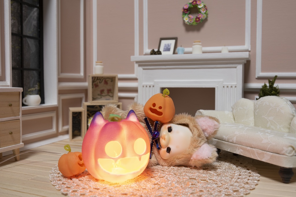 ハロウィンの猫かぼちゃランプ*グレープ*