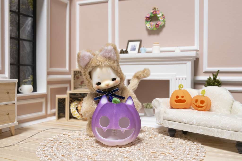 ハロウィンの猫かぼちゃランプ＊グレープ＊