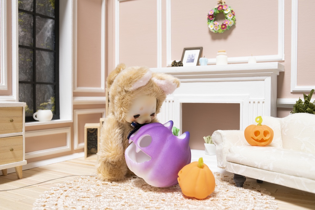 ハロウィンの猫かぼちゃランプ*グレープ*