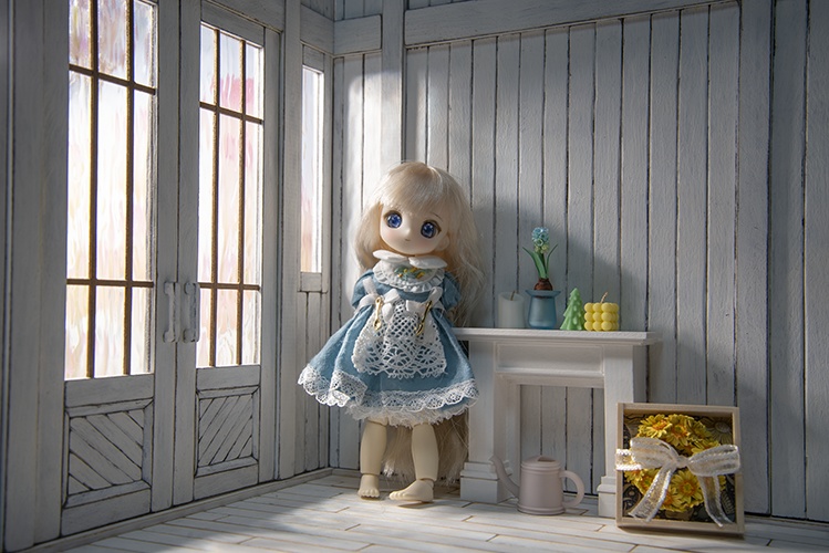 ひまわりリースと小さなマントルピース*シャインホワイト*