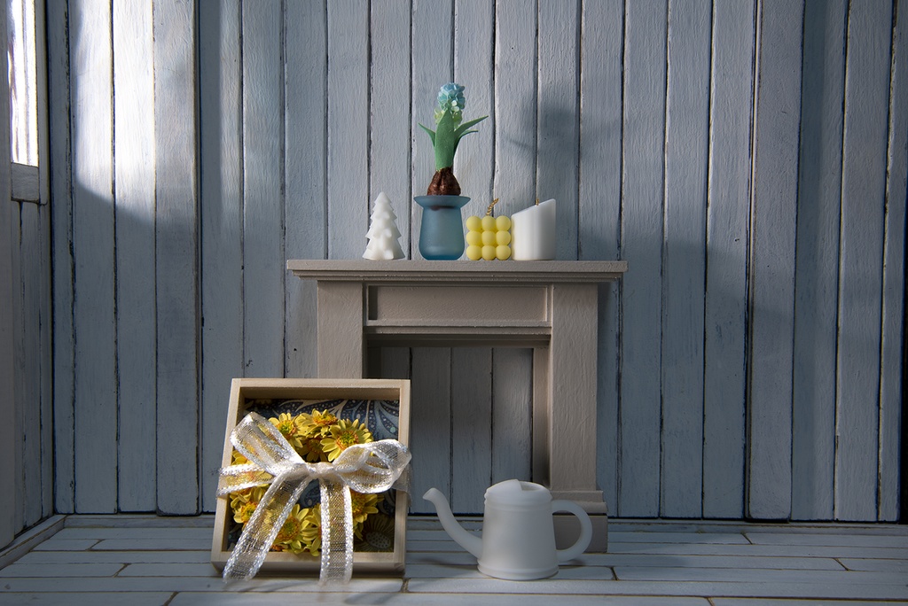 ひまわりリースと小さなマントルピース*カフェ*