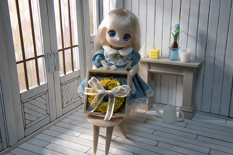 ひまわりリースと小さなマントルピース*カフェ*