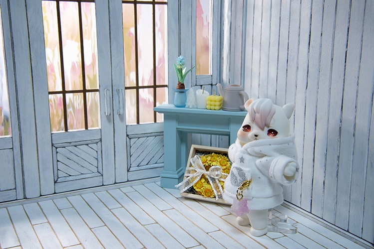 ひまわりリースと小さなマントルピース*サックスブルー*