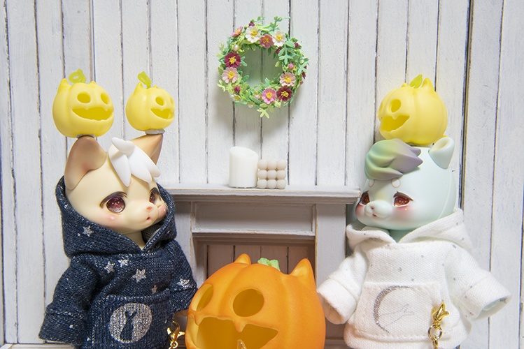 ハロウィン☆の猫かぼちゃセット＊レモン色＊