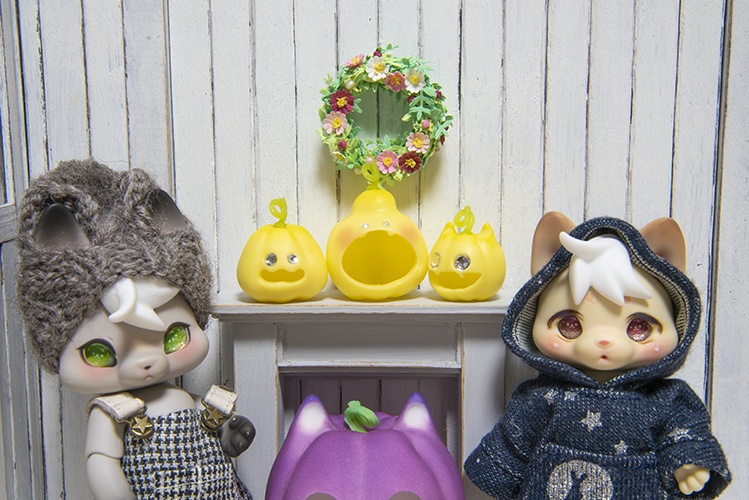 ハロウィン☆のキラキラおめめのカボチャセット*レモン色*