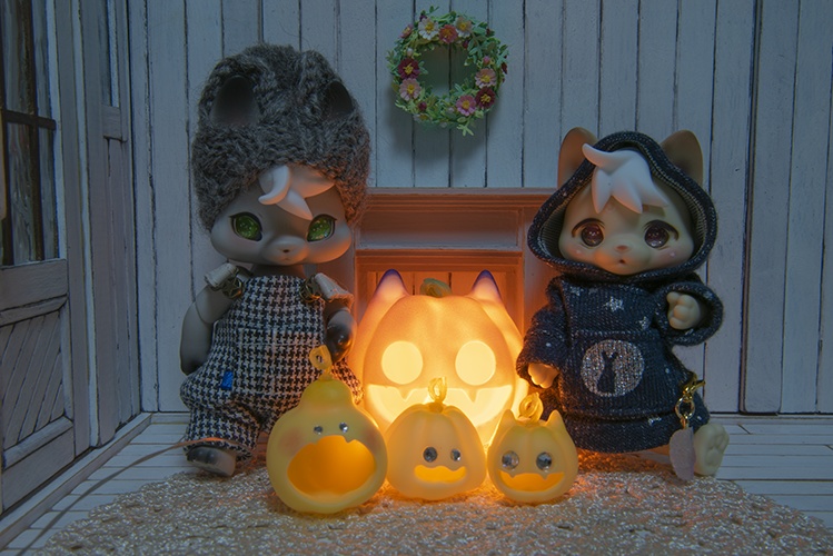 ハロウィン☆のキラキラおめめのカボチャセット*レモン色*